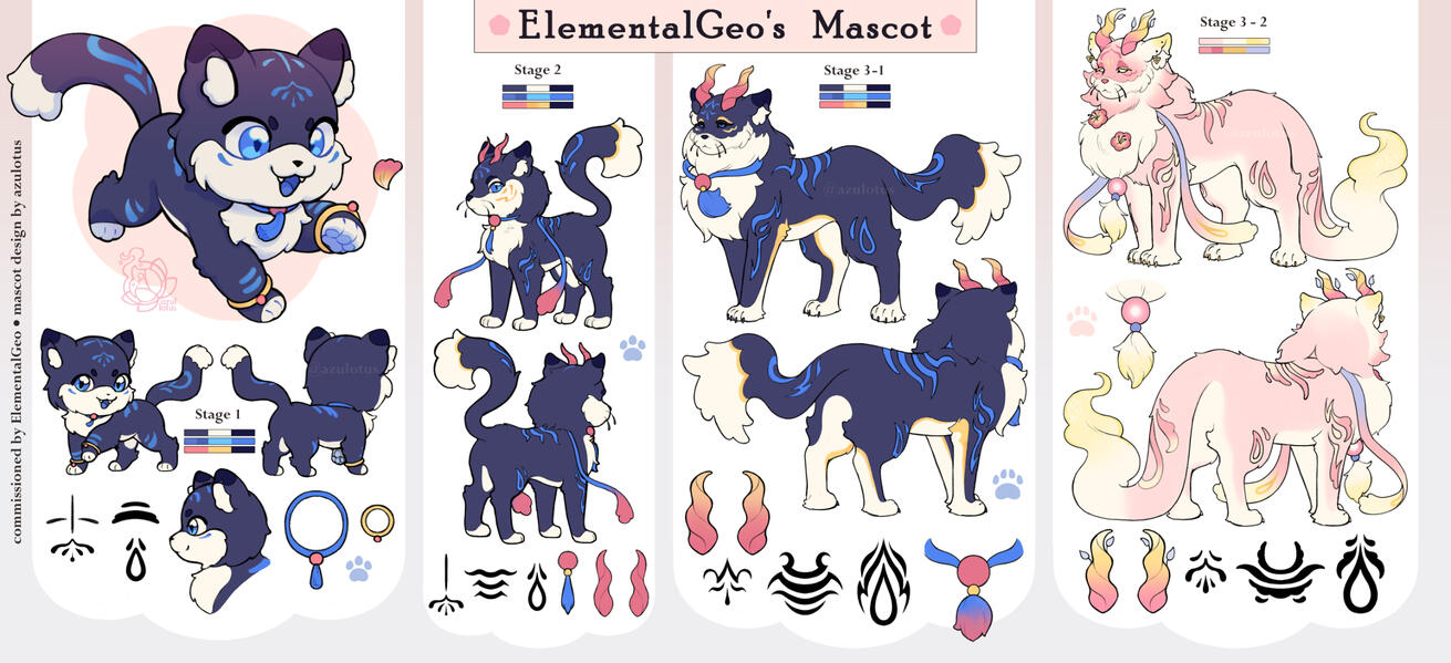"ElementalGeo Mascot Design" 3-stage evolution mascot design.