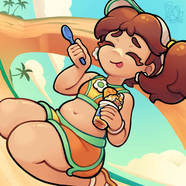 &quot;Summer Treat&quot; Fanart of Princess Daisy on Koopa Beach in Mariokart World.