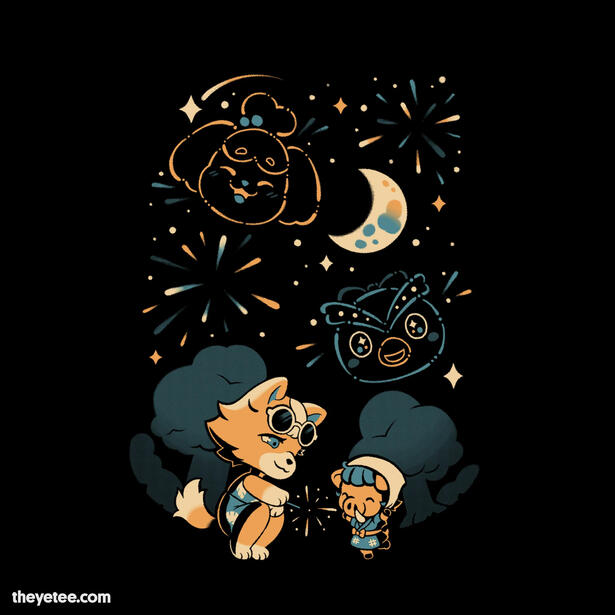 &quot;Farewell to Summer&quot; T-shirt design for The Yetee inspired by the Fireworks Festivals in Animal Crossing and summertime memories.