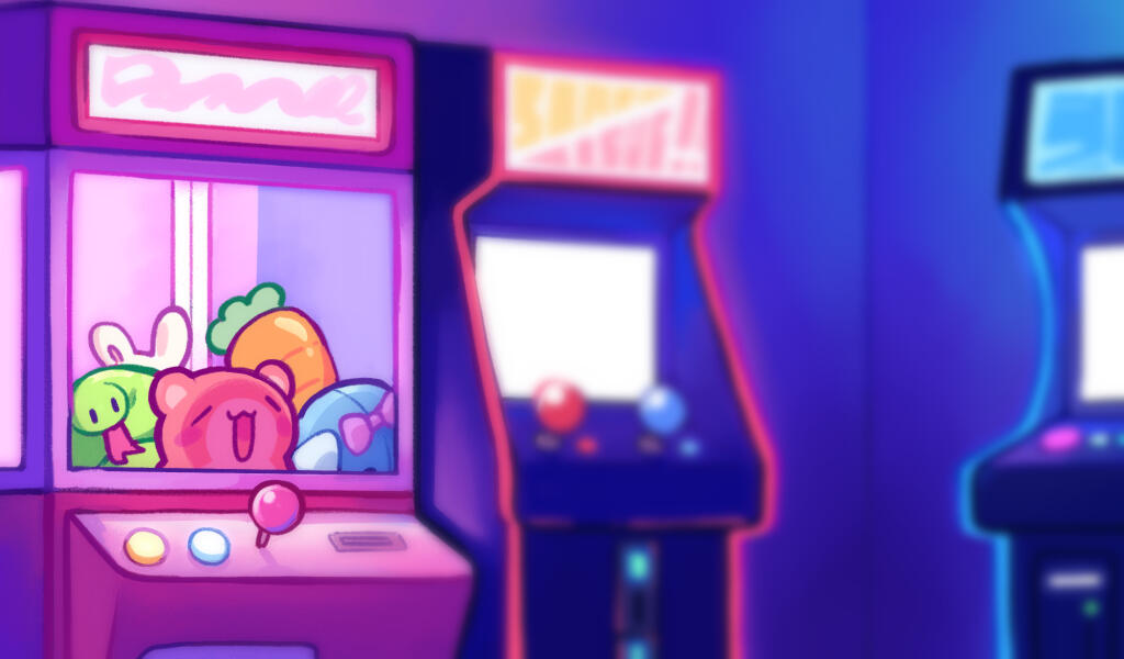 "Arcade Background" Title screen illustration made for TransGameDev Discord's Game Jam.